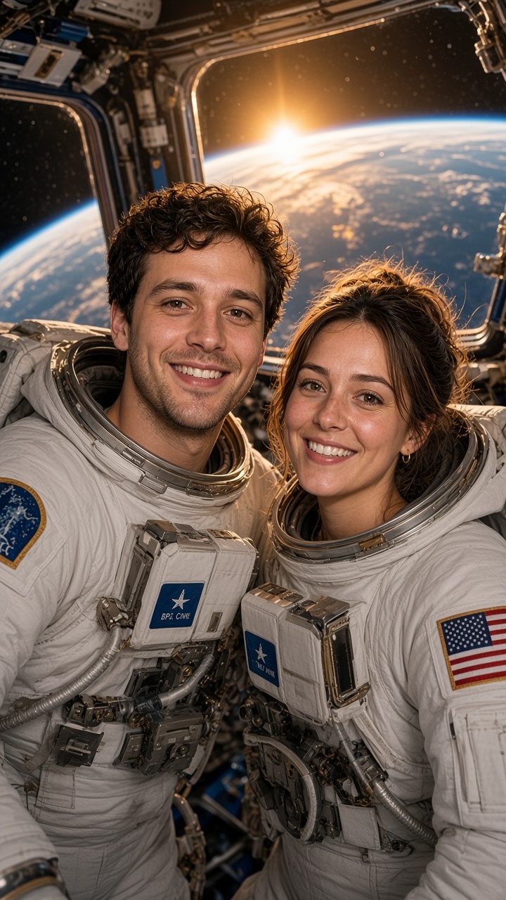 La même photo transformée par l'IA, thème astronaute
